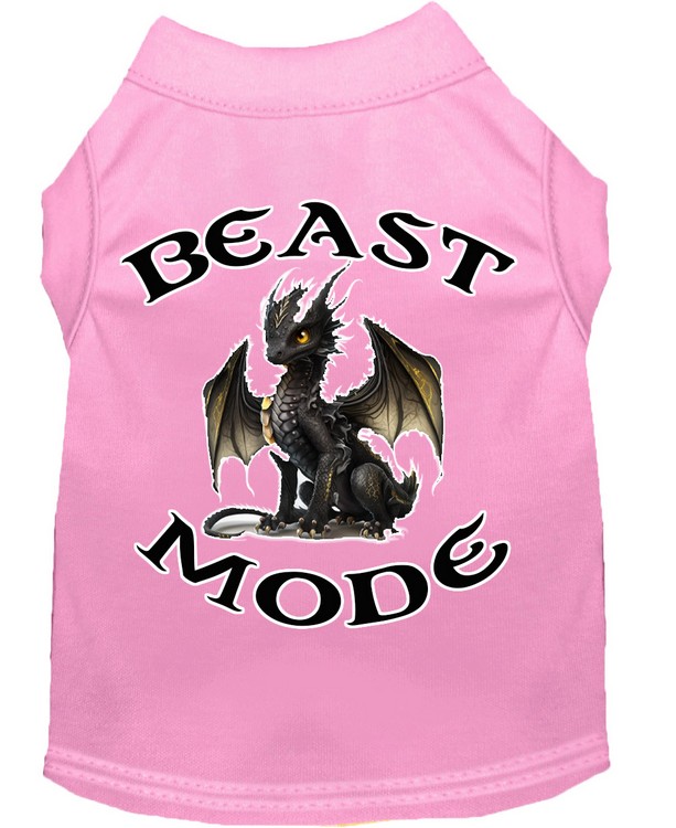 Beast Mode Dragon Screen Print Dog Shirt Light Pink XS (8)